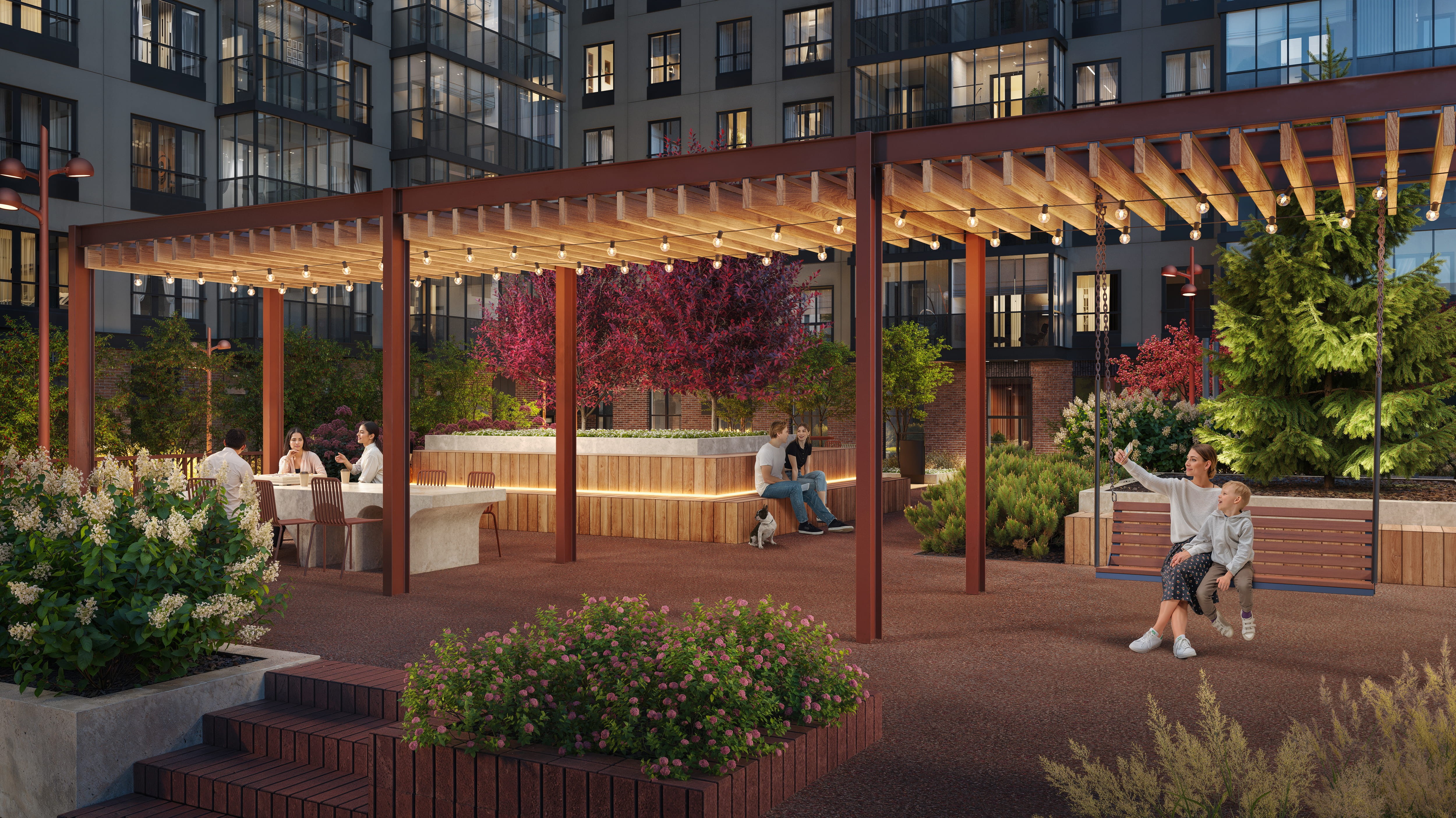 Пергола с качелями